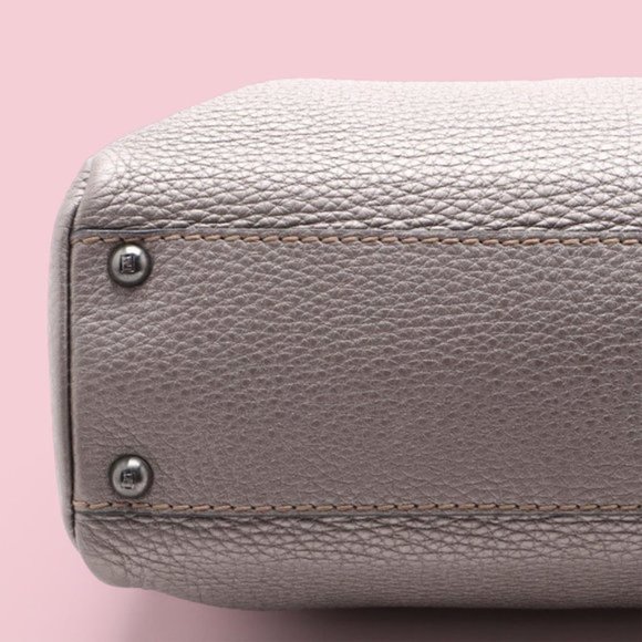 Fendi Medium Gray Leather Selleria Peekaboo Bag - Picture 6 of 13